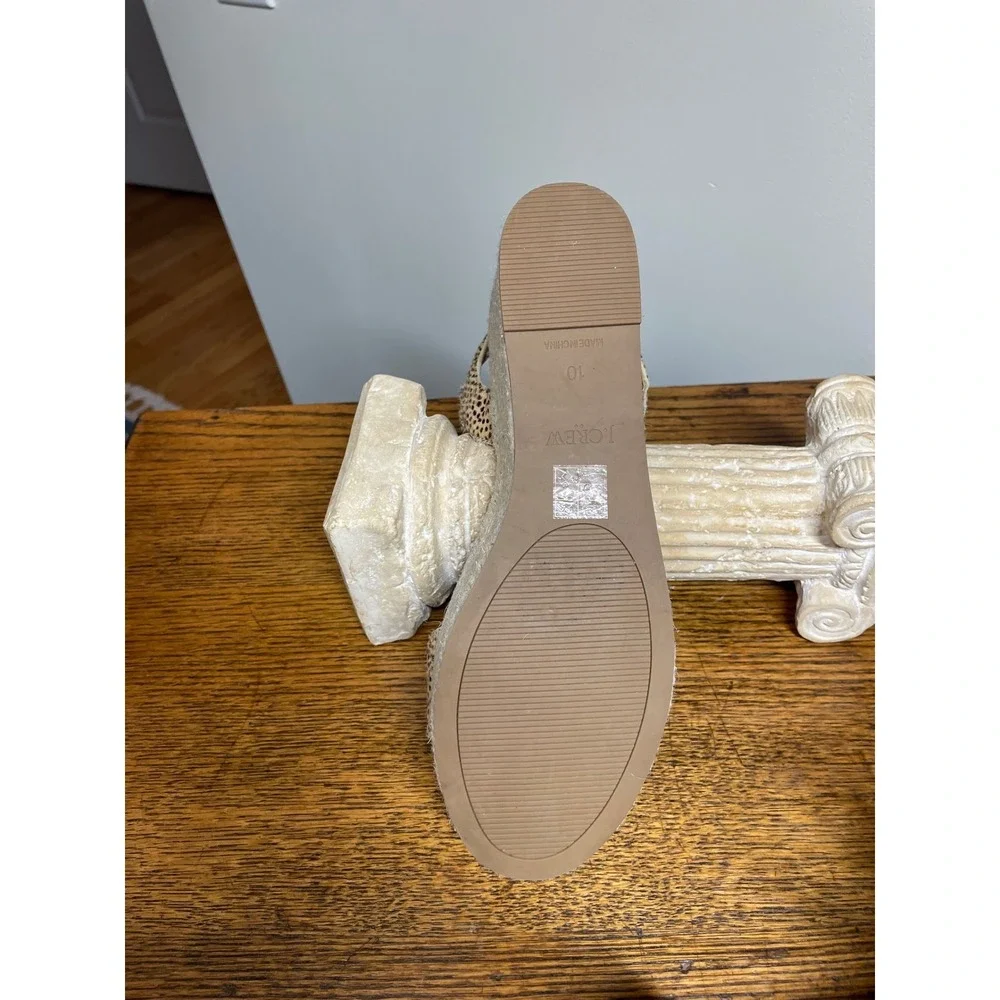 J.Crew Coastal Cowgirl Cheetah Calf Espadrilles Platform Sandals Sz 10 Boho Chic